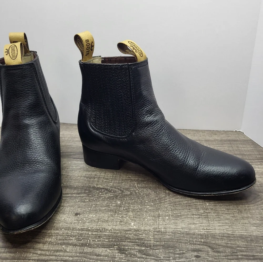 VTG Visconti Ankle Boots Black Leather Chelsea MEX 26.5 US 8